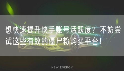 想快速提升快手账号活跃度?不妨尝试这些有效的僵尸粉购买平台!
